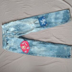 Big Star Jeans Womens Size 31 Nicole Righter Patchwork Acid Wash High Distressed